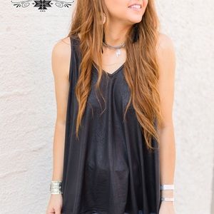 Crazy Train Faux Leather tank